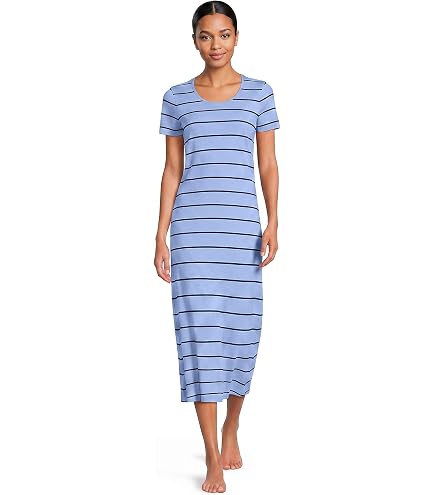 Lands' End Women's Cotton Long Sleeve Midcalf Nightgown XXS Compass Red Pressed Flower at Amazon Women's Clothing store