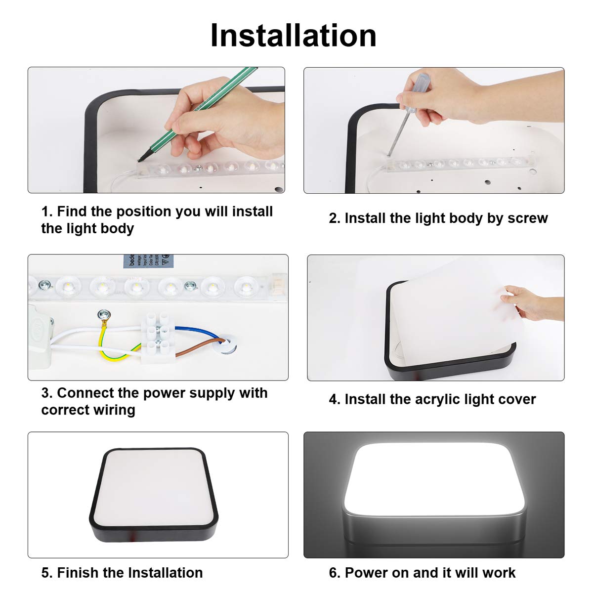 Deckenleuchte LED Deckenlampe Wohnzimmer bedee LED Deckenleuchte bad 4000K 24W LED Lampe Leuchte Quadratische Dünne für Badezimmer Küche Schlafzimmer Bad Wohnzimmer Esszimmer Balkon Flur