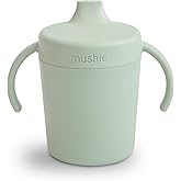 mushie Trainer Sippy Cup | Made in Denmark | Leak Resistant Twist-Off Lid & Handles | 6 Months + (Sage)
