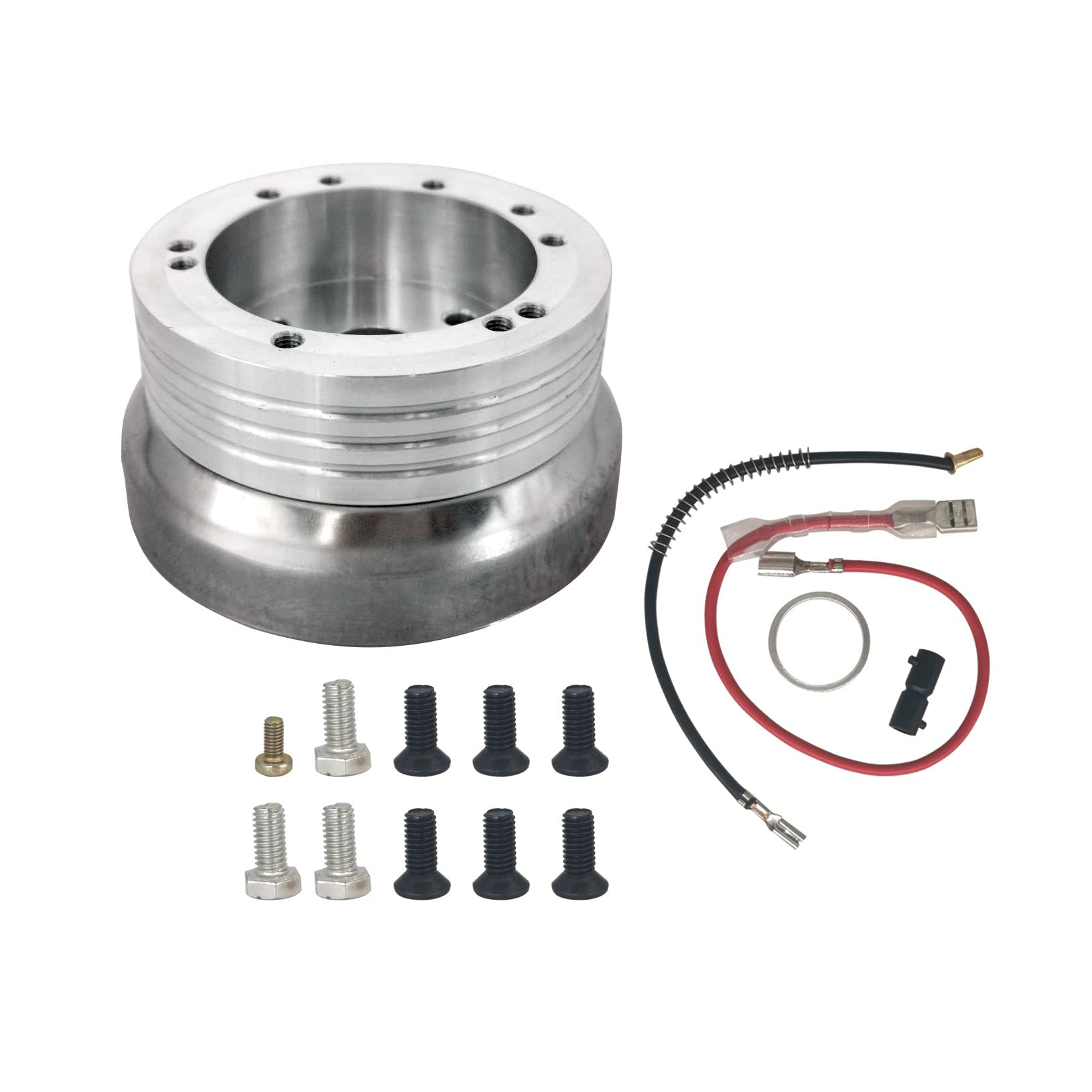 Photo 1 of LicBund 5 / 6 Hole Steering Wheel Hub Adapter Installation Kit Compatible with GMC Chevy Pontiac Truck Pickup (Silver) SWA-02