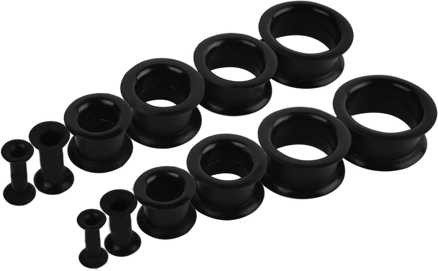 WBRWP 28pcs 8g-1" Ear Stretching kit Set - Hollow Hard Silicone Plugs and Tunnels - Ear Expander Gauges Stretcher Body Piercing Jewelry