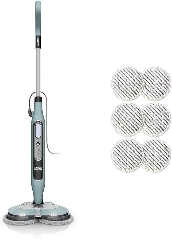Shark Dampfreiniger Mop, automatisch, mit Steam Blaster und 6 Schmutzfänger-Pads, 3 Dampffunktionen, Flecken- und Schmutzentfernung, für alle versiegelten Hartböden, 8 m Kabel, Salbei-Grün, S8201EUCP