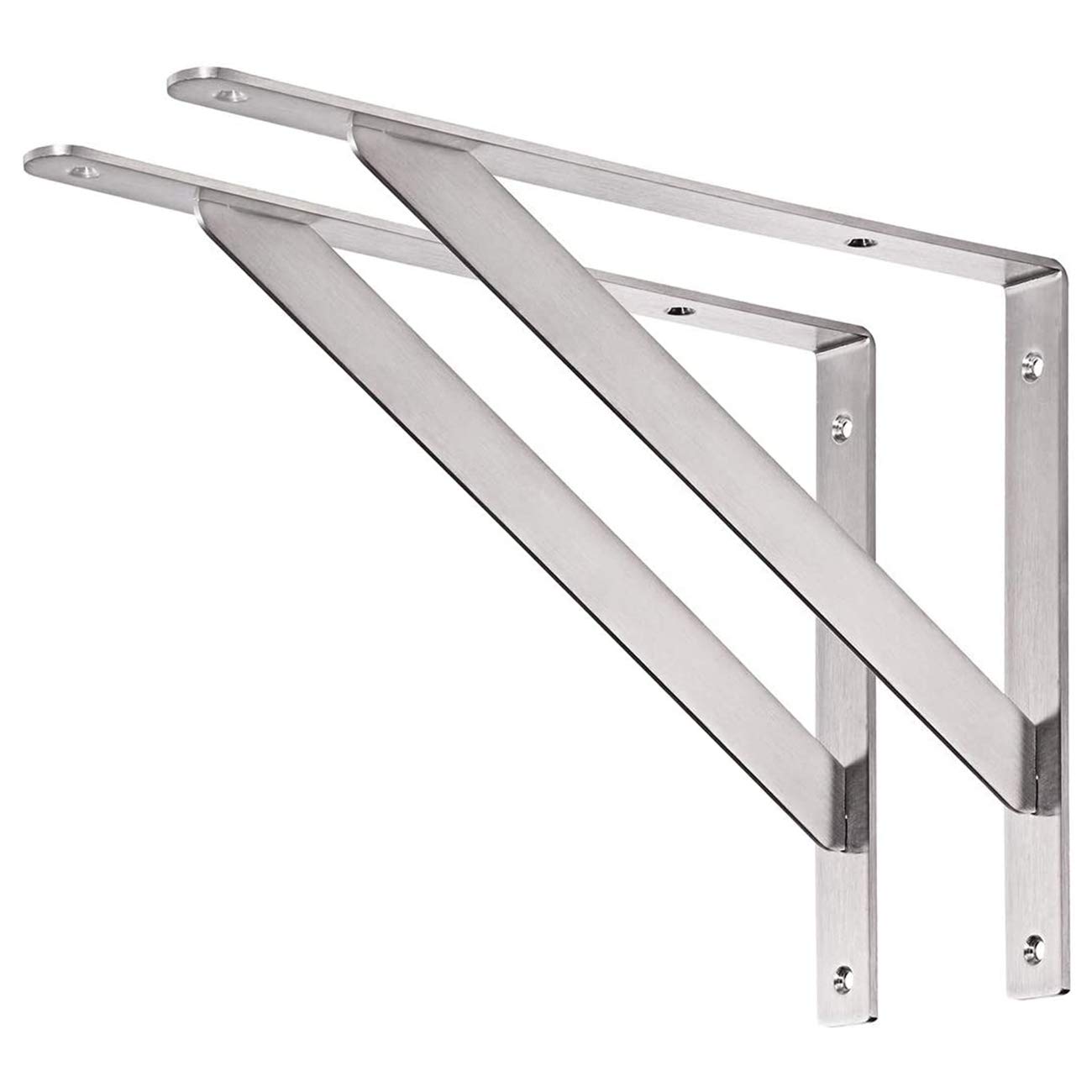 YUMORE Shelf Brackets Heavy Duty, 350x250mm Shelf Brackets Supports Stainless Steel for Scaffold Board Worktop Shelves Floating Desk, Max Load 440lbs, 2Pack