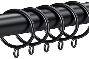 30 PCS Curtain Rings, 1.5 Inch Curtain Rings Metal Drapery Ring for Curtain Rods Black
