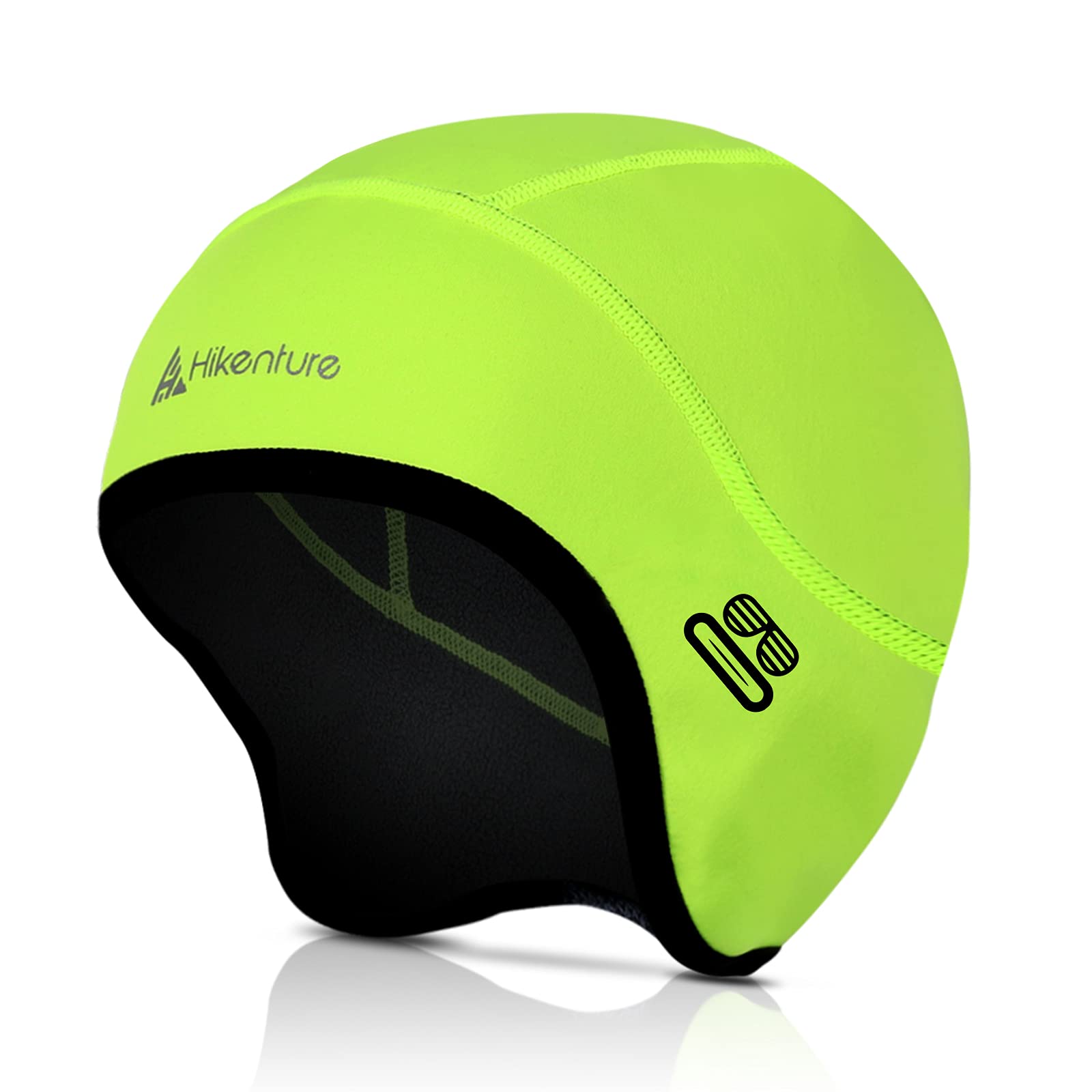 HIKENTURE Bicycle Hat Winter - Neon Yellow - Men Women Unisex Adults Winter Hat - Cycling, Running, Skiing - Windproof Helmet Base Cap - Ear Warmers