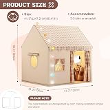 MUHMUH Kids Tent Playhouse with Star Lights Beige Indoor Outdoor view 3