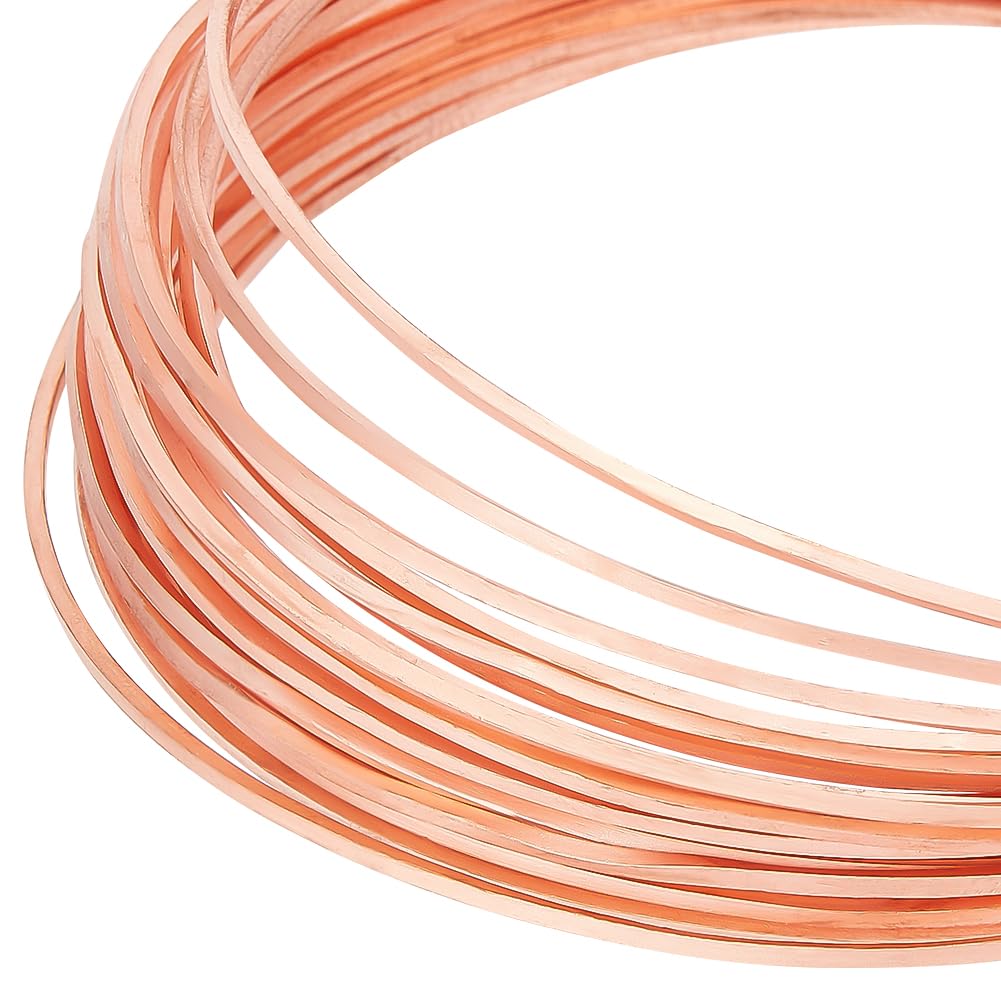 BENECREAT 19.6 Feet/6m Bare Copper Wire, 18 Gague/1mm Square Copper Wire Tarnish Resistant Craft Jewelry Wire for Jewelry DIY, Bracelets Earring Floral Craft Making