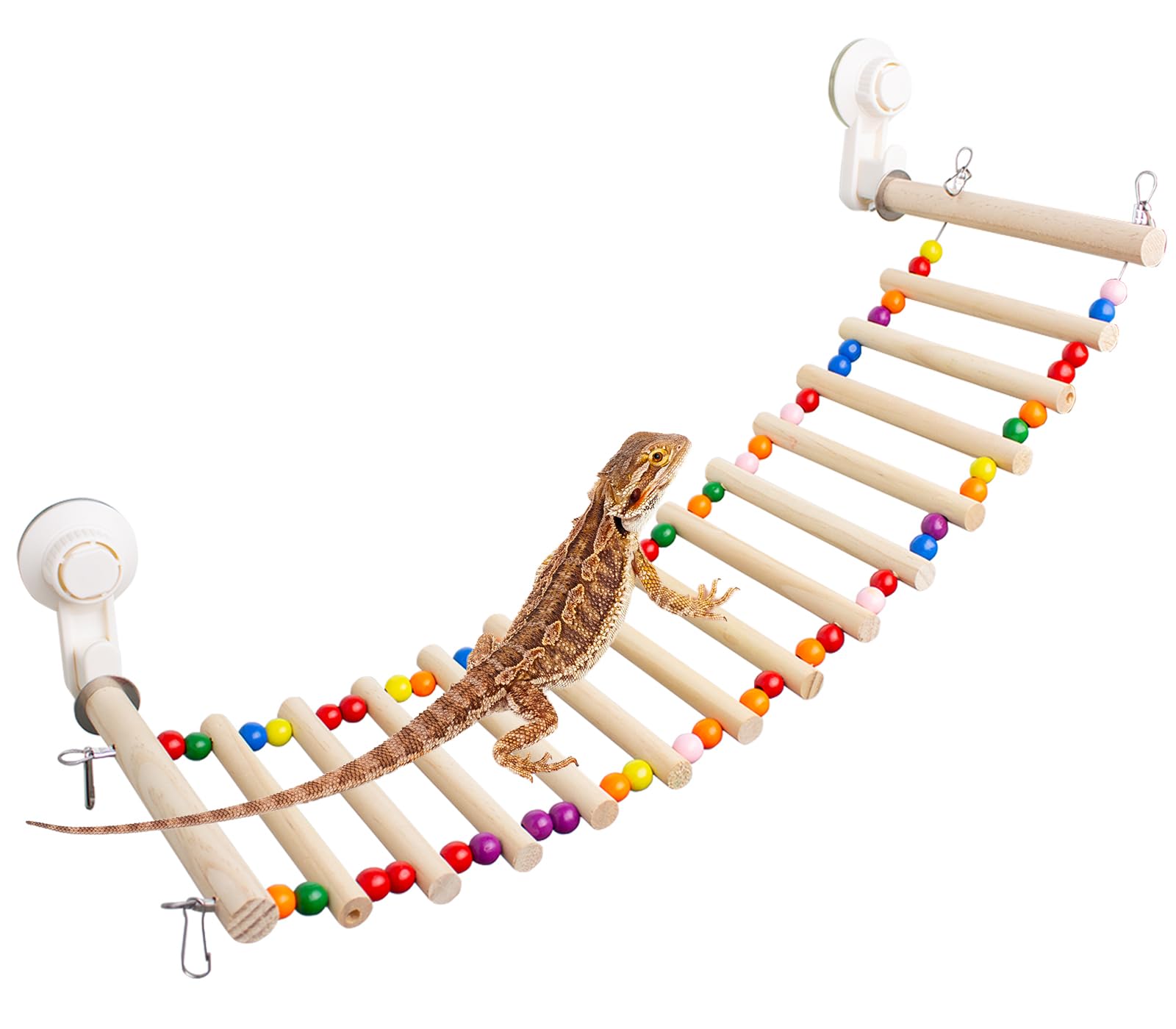 Photo 1 of FlidRunest Bearded Dragon Window Ladder with 2 Sturdy Suction Cups, 21.6''x7.1'' Large Lizard Wood Climbing Perch Bridge, Reptile Hammock Perch Tank Accessories for Lizard, Leopard Gecko, Chameleon