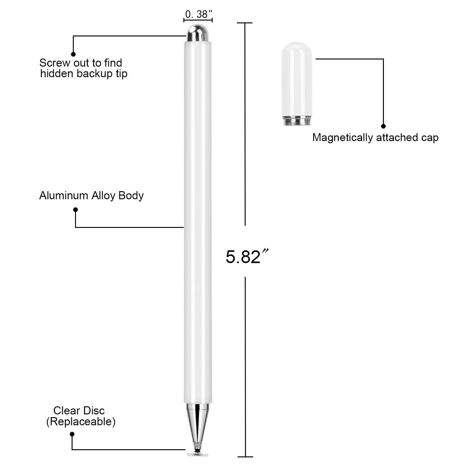 KIMZY Disc Stylus, Fine Point Touch Screen Digital Pen Compatible for iPad 7/ Pro/Air/Mini, iPhone 11 Pro Max/XS, Samsung Note, Pixel 2 and More Capacitive Smart Phones and Tablets