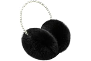 RONRONS Women Soft Plush Earmuffs Outdoor Warmers with Pearl Headband