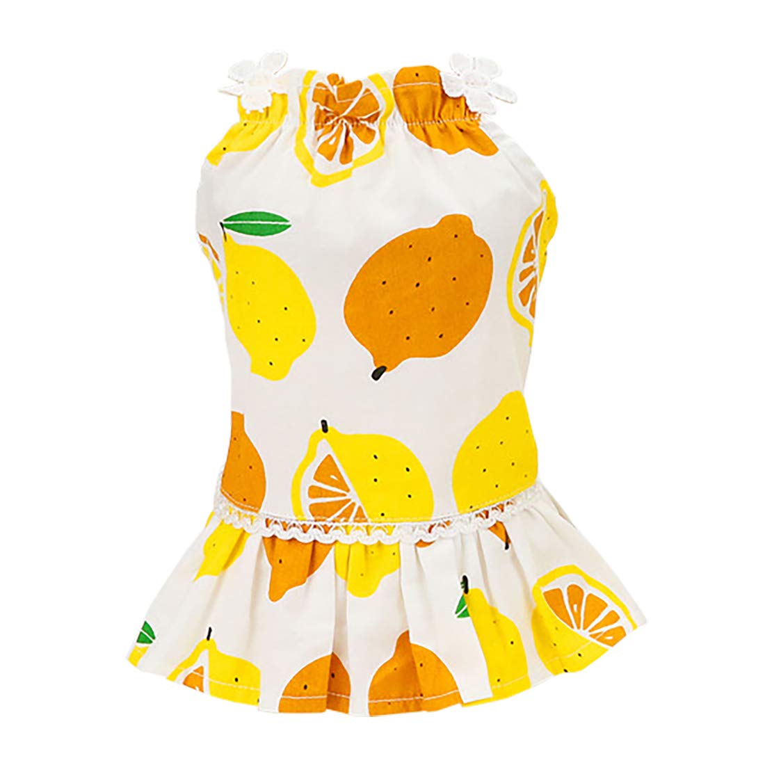 Dog Dress Puppy Skirt Dog Clothes Princess Dresses Tutu Fruit Braces Skirt Wedding Cotton Dress for Small Dog Girl Female Cat (XS, Lemon White)
