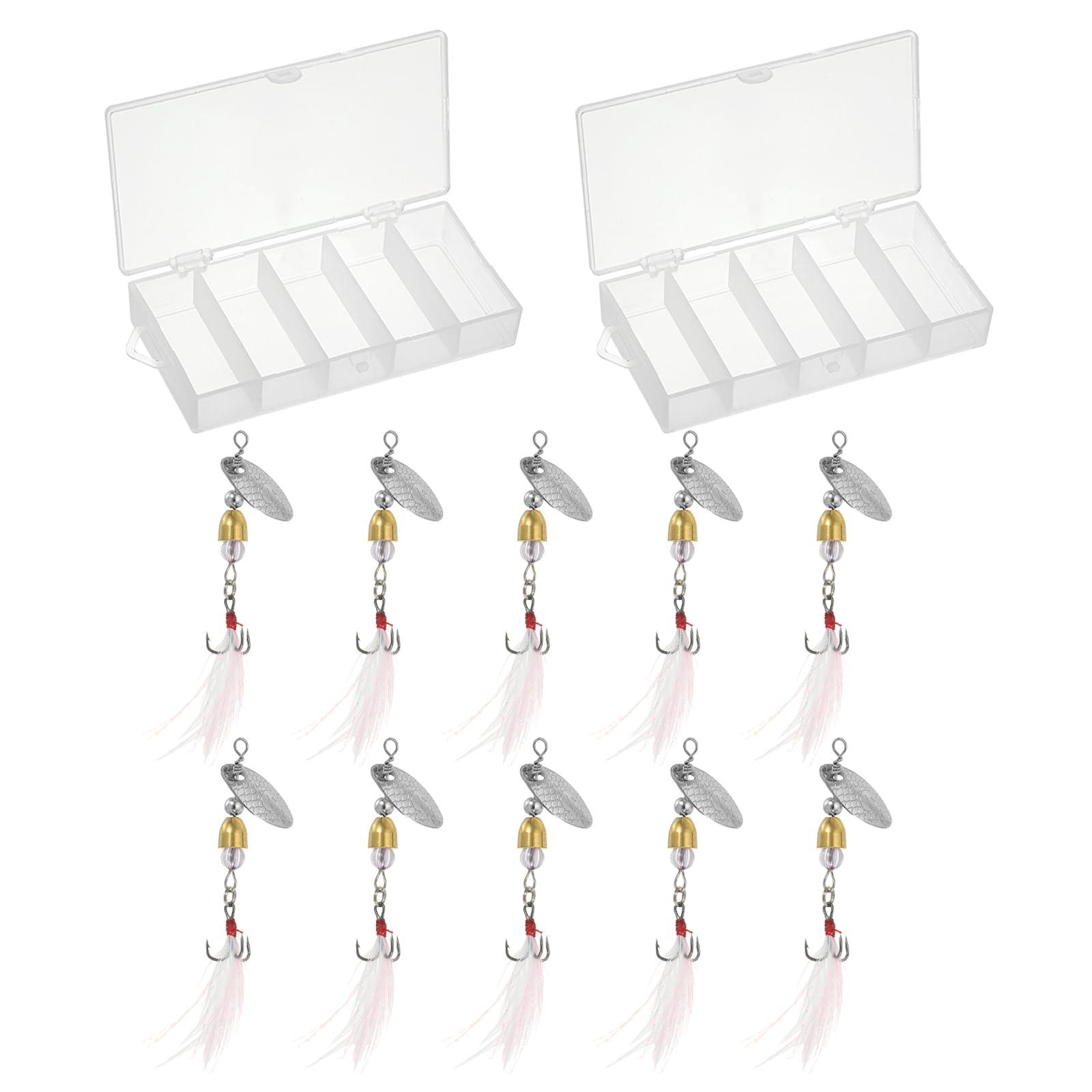 PATIKIL Fishing Lures Spinnerbait, 10Pack Trout Lures Rooster Tail Fishing Lures Treble Hooks Trout Spinners 1/8 oz for Freshwater Saltwater Fishing, Silver Tone