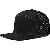 XXL Flat Brim 5 Panel Hats for Men Performance Snapback Hats Quick Dry Laser Perforated Trucker Hat for Big Head