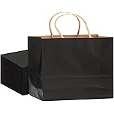 qiqee 13"x4.5"x10" Large Gift Bag with Handles Bulk 32PCS Gift Paper Bags Black Bags Multiple Uses (Wide Large)