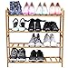 Bamboo Shoe Rack, Natural Bamboo 100% Natural Flat Bamboo Shoe Rack 4-Tier Entryway Shoe Shelf Storage Organizer for Closets, Bedrooms or Doorways