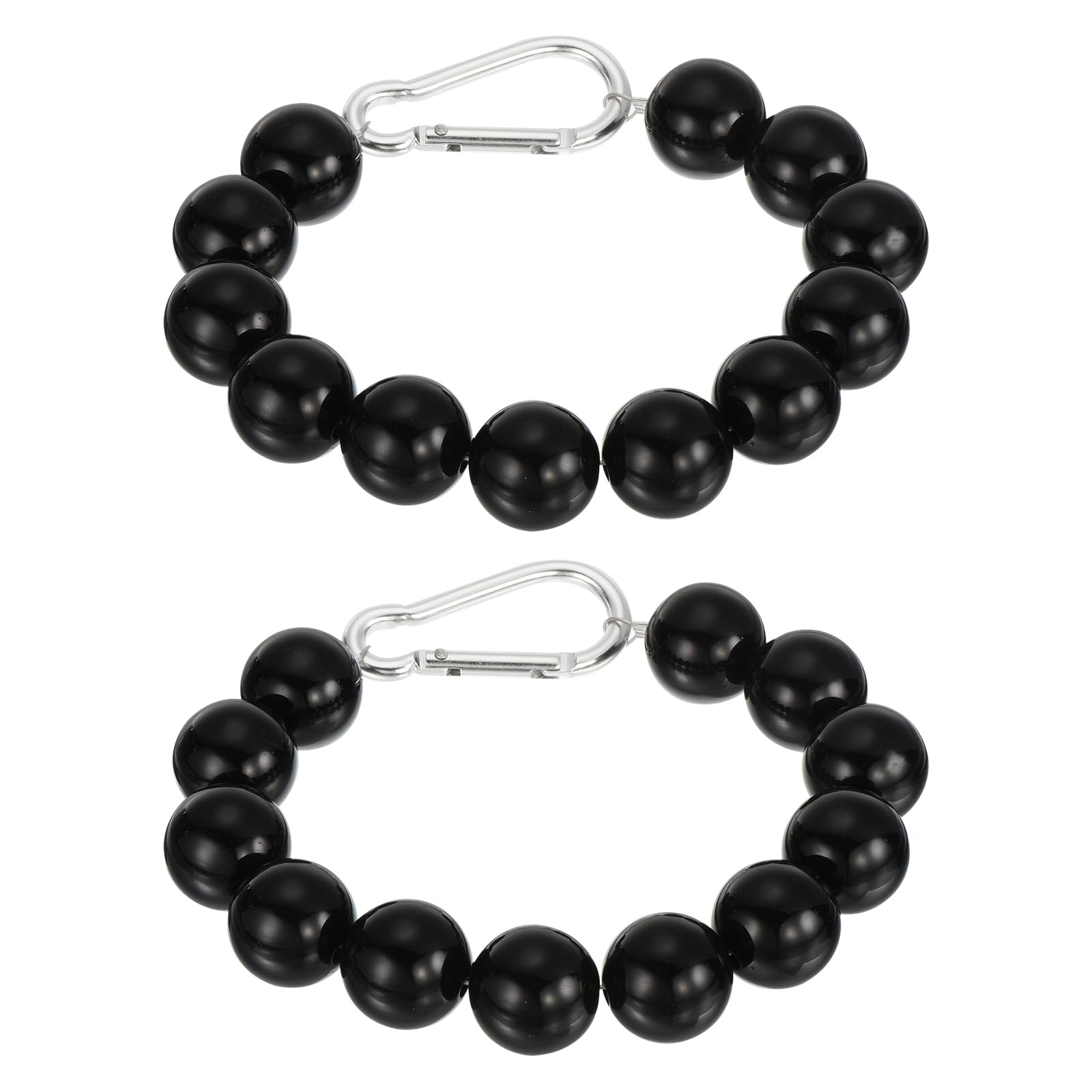 PATIKIL 2 Pcs Flagpole Retainer Ring Flag Pole Accessories, Flag Beaded Mount Ring Keep Flag Close to Pole Weight with Stainless Steel Cable for Indoor Outdoor Flagpole Black