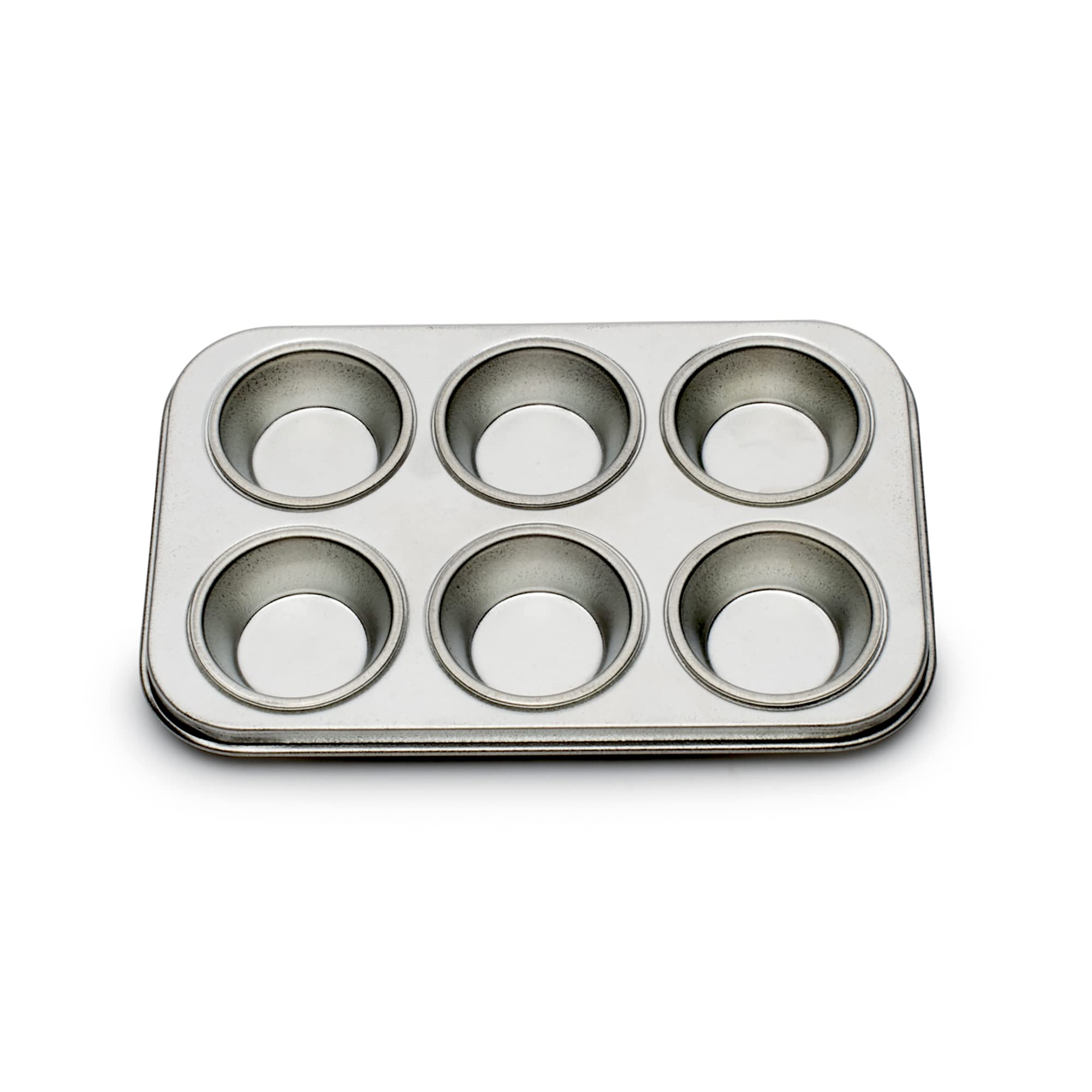 Photo 1 of **VERY SMALL**Fox Run Muffin and Cupcake Pan, Micro, Extra Small 6 Cup, Stainless Steel -2PACK  This cupcake has dimensions of 4 x 6 x 0.5 inches.