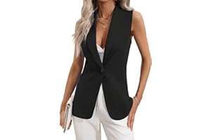 AmorLee Womens Sleevelss Blazer Vest