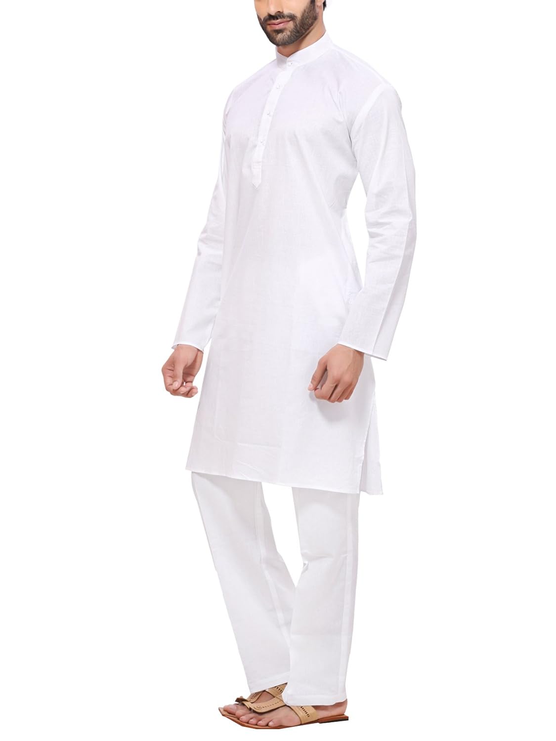 rg designers men's cotton plain white kurta pyjama