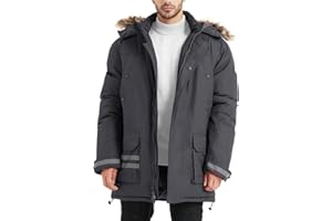 YGREYG Winter Jackets for Men Winter Coats Reflective Warm Water Resistant Hooded Work Utility Safety Outerwear