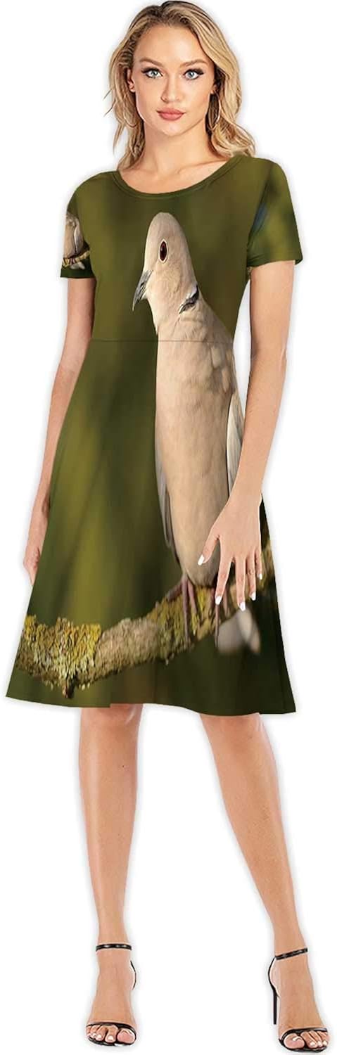 C COABALLA Eudyptes chrysocome Pinguino Delle rocce Girl's Round Neck Flowy Maxi Dresses,098728 for Beach,S