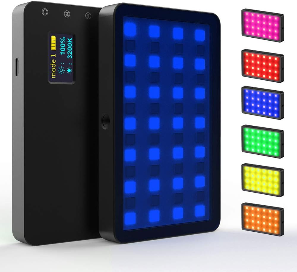 Weeylite RB08P GRB LED Video Light Full Color Output CRI95+,2500K-8500K Bi-Color,Ultra Thin Dimmable Brightness Temperature Lighting Panel with Rechargeable Lithium Battery Compatible for Digital SLR