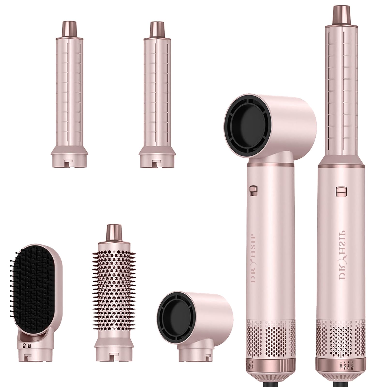 Photo 1 of 5 in 1 Hair Styler & Hair Dryer Brush, Low-Speed Negative Ionic Air Styler Drying, Multi Hair Styler, Professional Blow Dryer Brush for Curling Volumizing Straightening Styling(Pink)