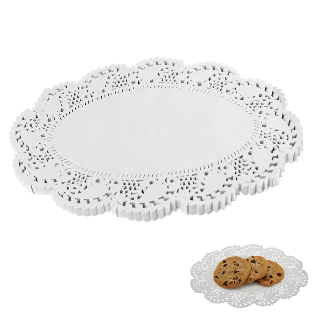 EQLEF Paper Doilies White, Disposable Oval White Lace Decorative Doily For Party Or Wedding 150Pcs(Oval)