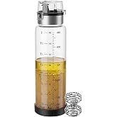 NiHome Glass Salad Dressing Shaker Bottle 16oz with Mixing Ball, Black | Airtight Leak-Proof Container, Borosilicate Glass Dispenser With 3 Measuring Scales For Marinades, Sauces, Vinaigrettes