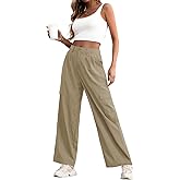 Feiersi Women Wide Leg Cargo Pants High Waisted Casual Baggy Streetwear Women Cargo Pants Trousers