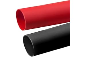 2 Pcs 3/4 inch (Diameter) 3:1 Dual Wall Adhesive Heat Shrink Tubing Kit, Large Wire Shrinkable Tube Wrap by MILAPEAK (4 Feet, Black & Red)