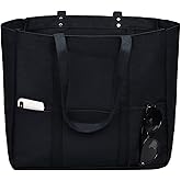 Arkefi Canvas Tote Bag For Women Large Everything Bag with Pockets and Laptop Sleeve Utility Work Tote