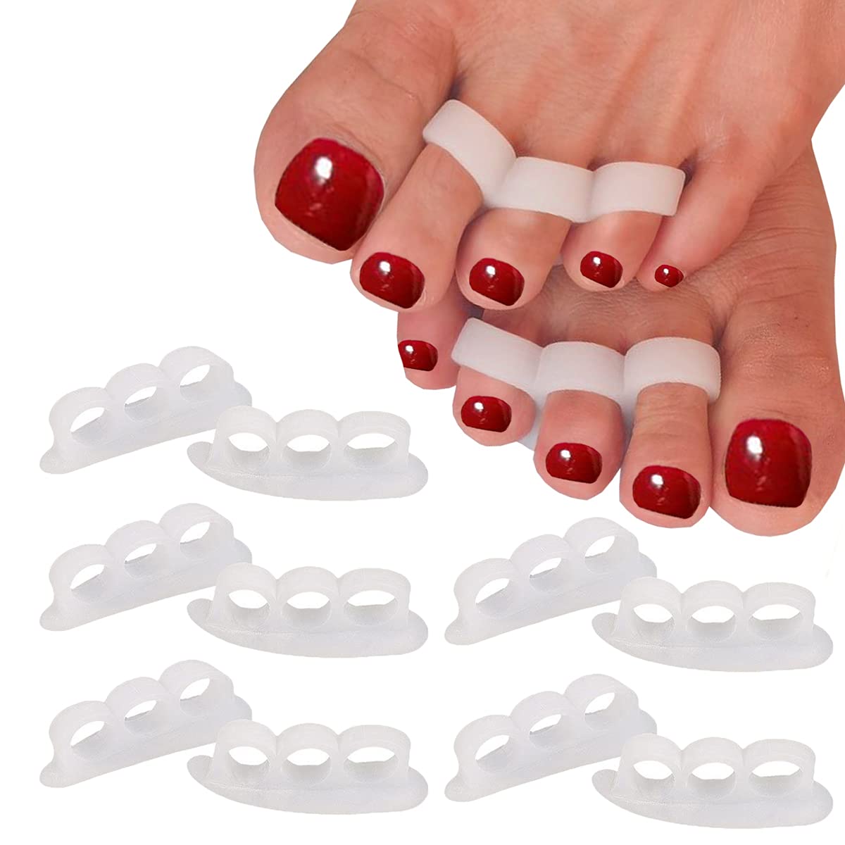 Mcvcoyh 10 Pcs Gel Hammer Toe Crests Pads for Curled Toe Silicone Toe Straightener Cushion Support Pain Relief for Hammer Toe
