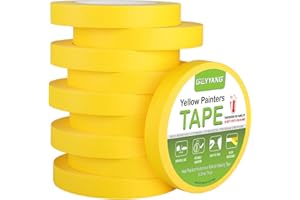 G GEYYANG Yellow Painters Tape, Automotive Masking Tape - Yellow Masking Tape for Walls Painting, DIY Crafting, Labeling, Art, Car - 0.75 Inch x 55 Yards x 10 Rolls
