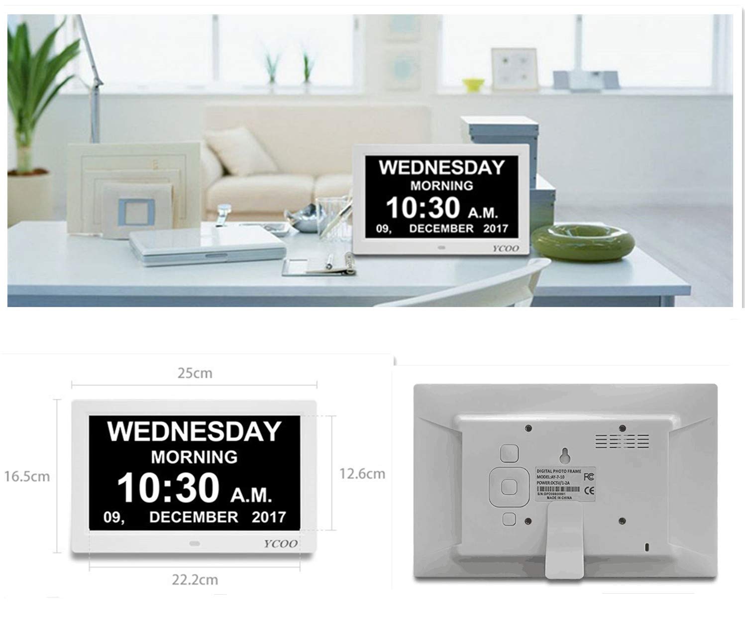 [Premium Version]Dementia Clocks,Digital Calendar Clock,10.1 Inches