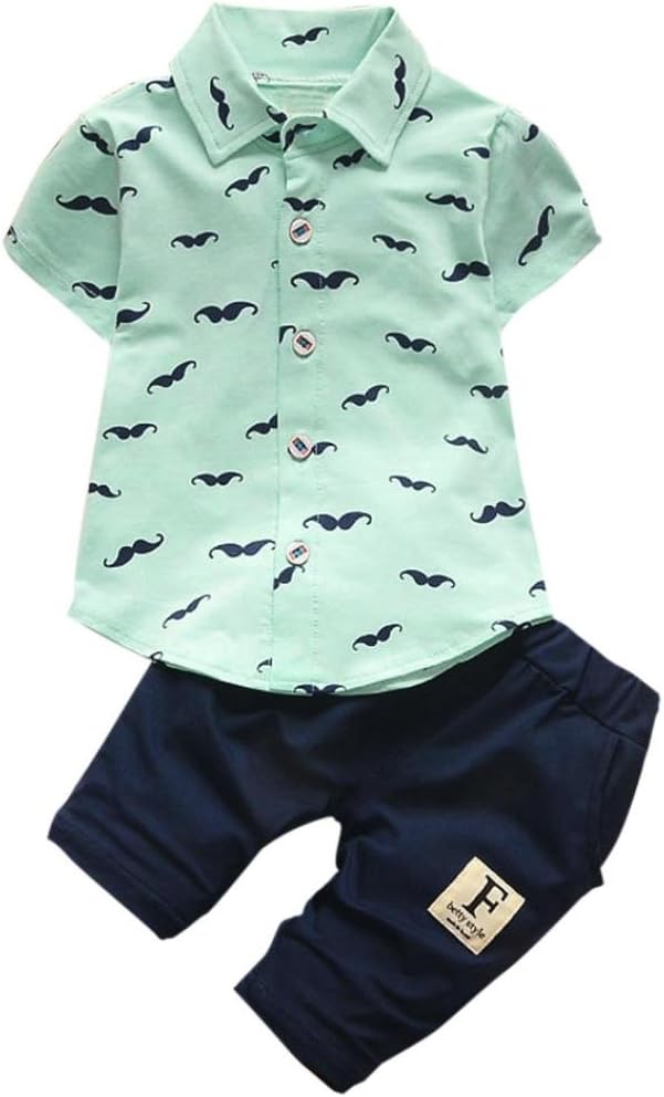 Baby Clothes 0-2 Years Toddler Baby Boy Gentleman Bowtie Beard Short Sleeve Tops T-Shirt Suspenders Shorts Pants Outfits Set Clothes