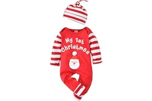 Aalizzwell Infant Baby Boys Girls First Christmas Outfit Xmas Romper Elf Santa Clothes