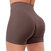 YEOREO Gym Workout Shorts for Women High Waisted Tummy Control Hidden Scrunch 4.5" Booty Shorts Julissa Cross Waist Yoga