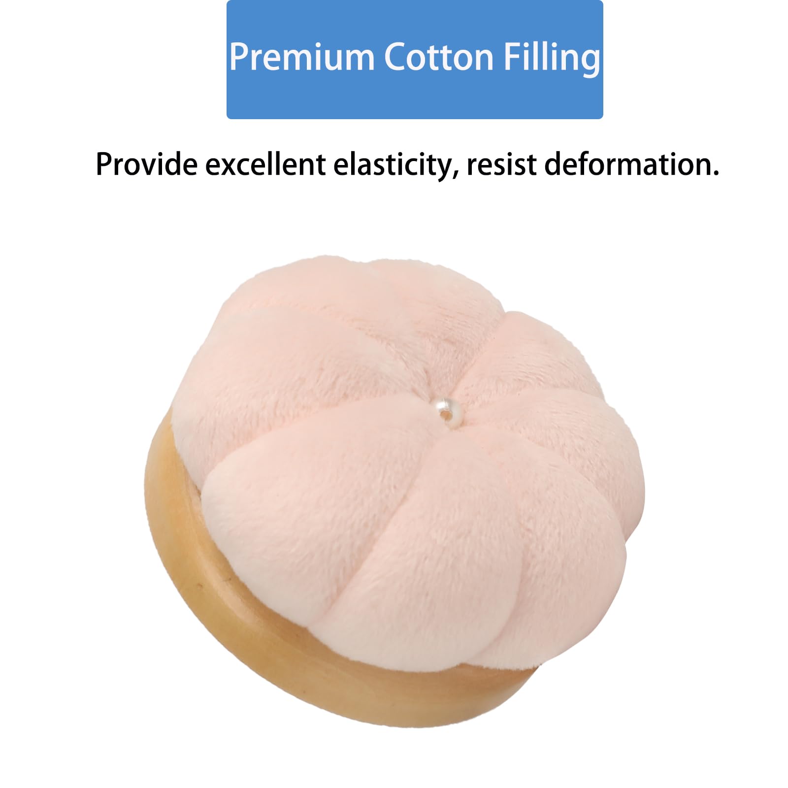 Hilltian Pin Cushion for Sewing, Wooden Base Sewing Pincushion with 100 Plastic Head Pins, Cute Pins Holder for Sewing Quilting (Light Pink)
