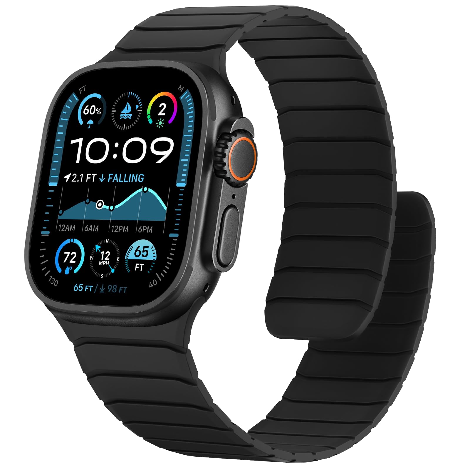Photo 1 of Sixmoat Magnetic Silicone Bands Compatible with Apple Watch 49mm 46mm 45mm 44mm 42mm, Soft Sport Wristband for Men Women Compatible with iWatch Ultra SE Series 10 9 8 7 6 5 4 3 2 1, Black