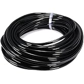 Joywayus 10mm x 6.5mm Pneumatic Tubing Air Compressor Tubing PU Pipe Polyurethane Hose Tube Fluid Gas Transfer 32.8ft 10 Meter Black