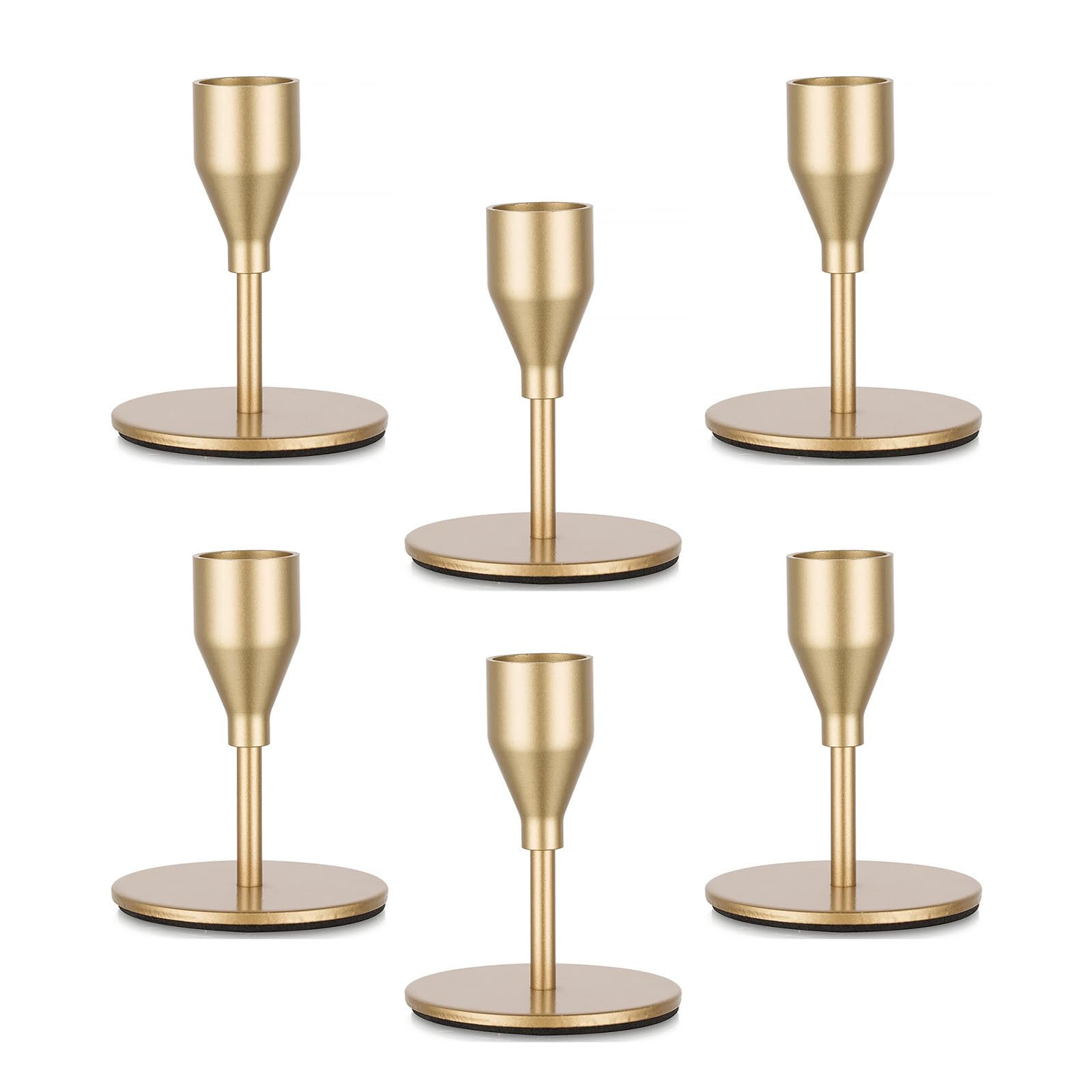 Candeldo Gold Candle Holders Candlestick: Set of 6 Candlestick Holders Taper Candle Holder Wedding Home Decor Table Centrepiece Metal Candle Sticks Holder Kitchen Table Christmas Decorations