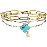 YADUDA Dainty Four Leaf Clover Bracelet for Women 18K Gold Plated Stainless Steel Lucky Clover Link Bracelets Wrist Jewelry for Women
