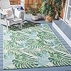 Safavieh Barbados Collection BAR592X Tropical Botanical Indoor/ Outdoor Area Rug, 5' 3" x 7' 6", Green/Teal
