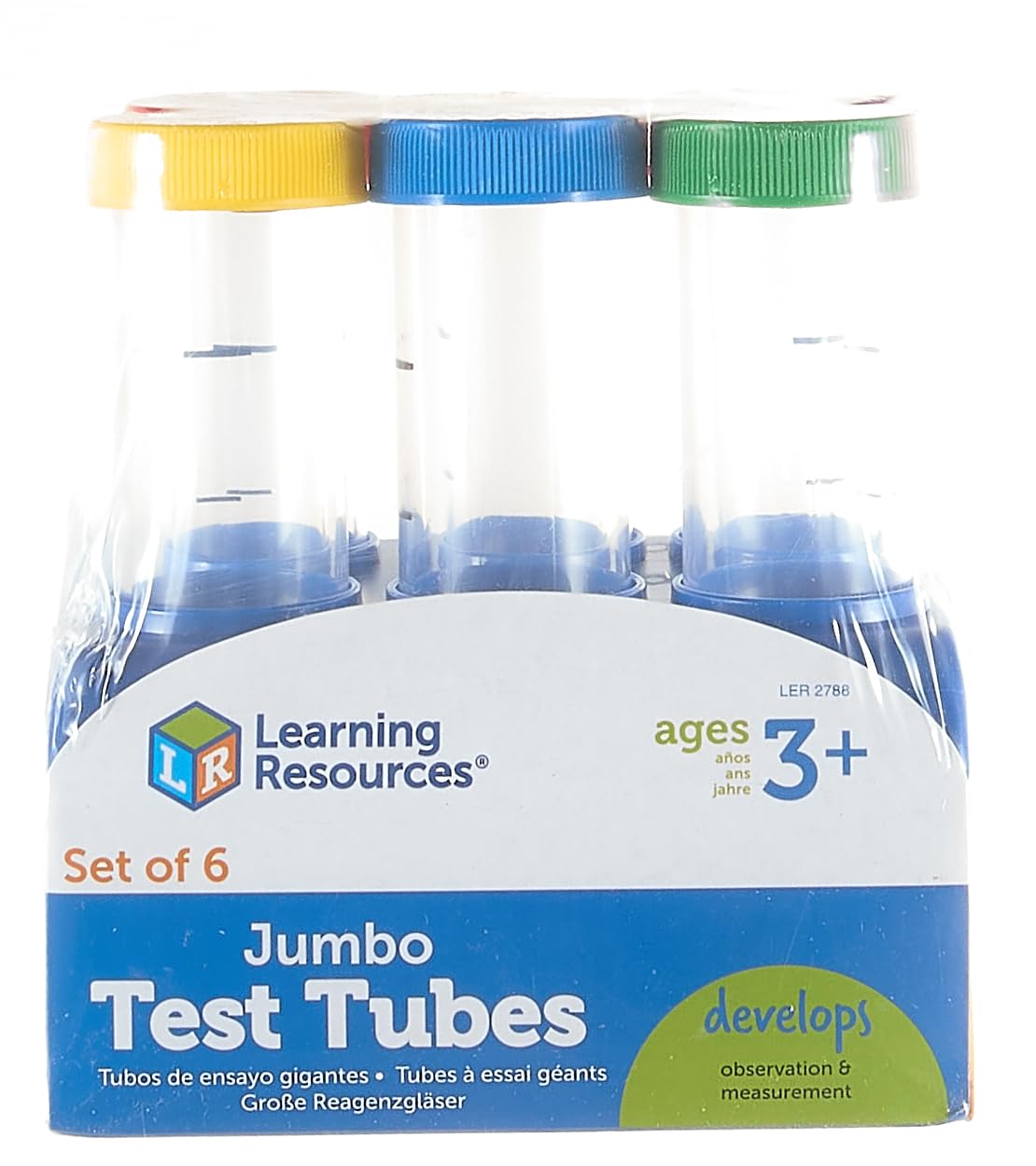 Learning Resources Primary Science Jumbo Test Tubes with Stand, Set of 6 Tubes, Ages 3+