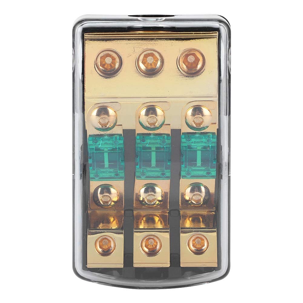 3 Way 0/2/4 Gauge In To 4/8/10 Gauge Out 60A Mini ANL Fuse Holder Distribution Block for Auto Audio System