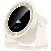 Honkarus Wall-Mounted Desk Fan, Ultra Quiet 35dB Table Fan with Digital Display, 100 Speed USB Rechargeable Fan, 105°Tilt & 10H Runtime, Portable Cooling for Bedroom, Office, Camping
