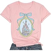 Women Magic Kingdom T Shirt Castle Graphic Tee Princess Shirt Family Vacation Holiday Top Summer Short Sleeve Top