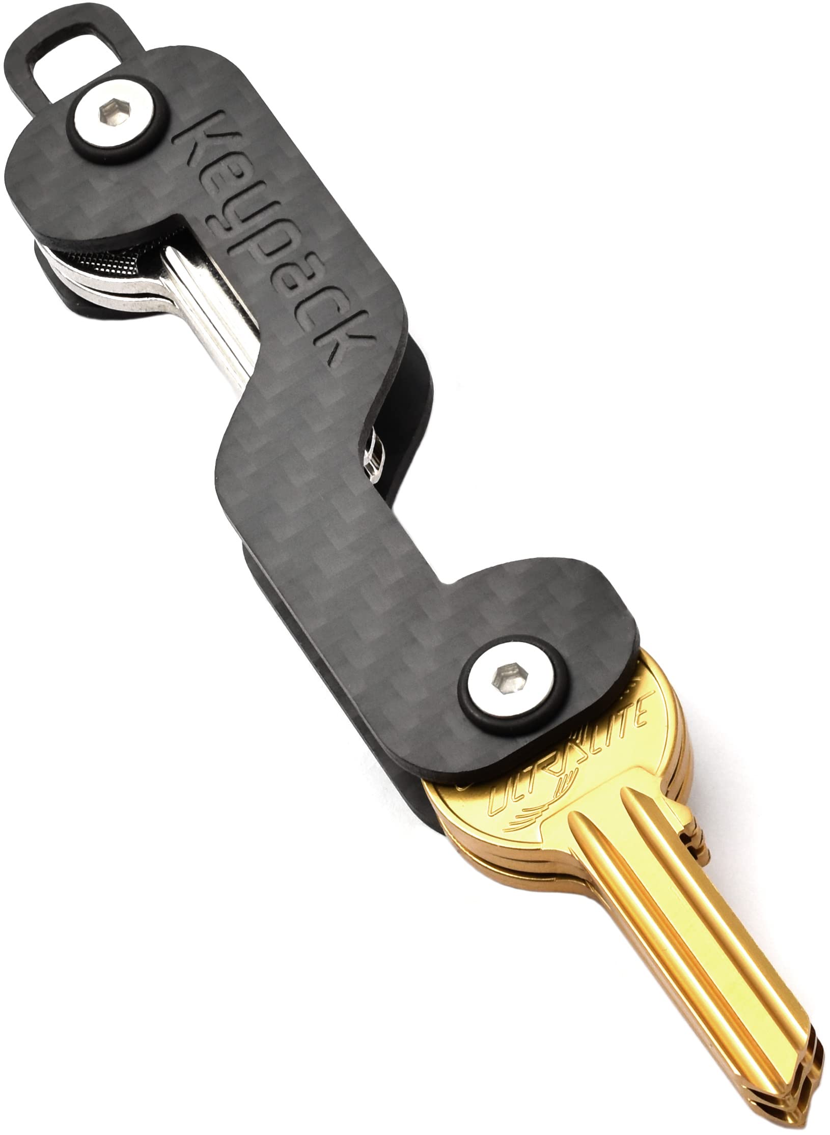 Keypack | Key Organizer with 12-in-1 Multitool | Key holder for up to 16 keys | Keychain | Carbon key case