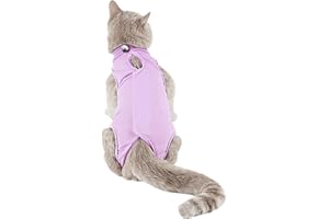 TORJOY Kitten Onesies,Cat Recovery Suit for Abdominal Wounds or Skin Diseases,After Surgery Wear Anti Licking Wounds,Breathable E-Collar Alternative for Cat Purple M